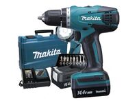 MAKITA DF347DWLX1 aku vrtací šroubovák 14,4V/1,3Ah Li-ion typ "G", 30Nm, svítilna ML147, sada bitů