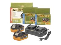 Sada dvě baterie 20V 4Ah Procraft 20/4 a nabíječka na dvě baterie 20/2 | S20-4/20-2