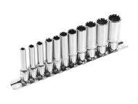 hlavice nástrčné prodloužené, MULTI-LOCK, sada 11ks, 1/4", CrV