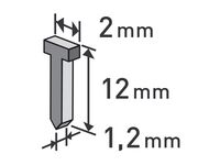 hřebíky, balení 1000ks, 12mm, 2,0x0,52x1,2mm