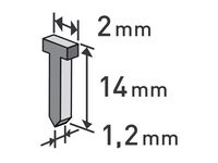 hřebíky, balení 1000ks, 14mm, 2,0x0,52x1,2mm