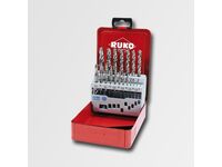 Sada vybrušovaných vrtáků do kovu HSS-G 19dílů v plech.obalu RUKO