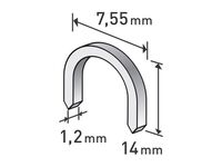 spony oblé, balení 1000ks, 14mm, 7,55x0,52x1,2mm