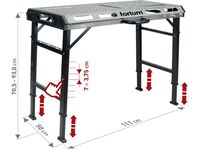 stůl svařovací přenosný, 107x53cm, výška 70-93cm FORTUM