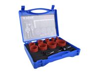 vrtáky korunkové, univerzální, 9 průměrů O 19-64mm, HSS/Bi-metal