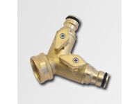 Rozdvojka 3/4" s ventily pro 2 rychlospojky mosaz
